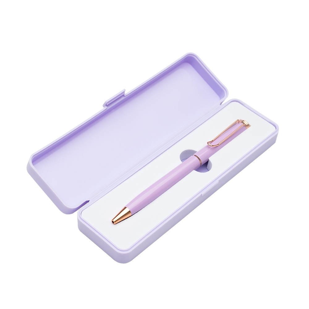 CANETA METAL C/ BOX DE  PLÁSTICO