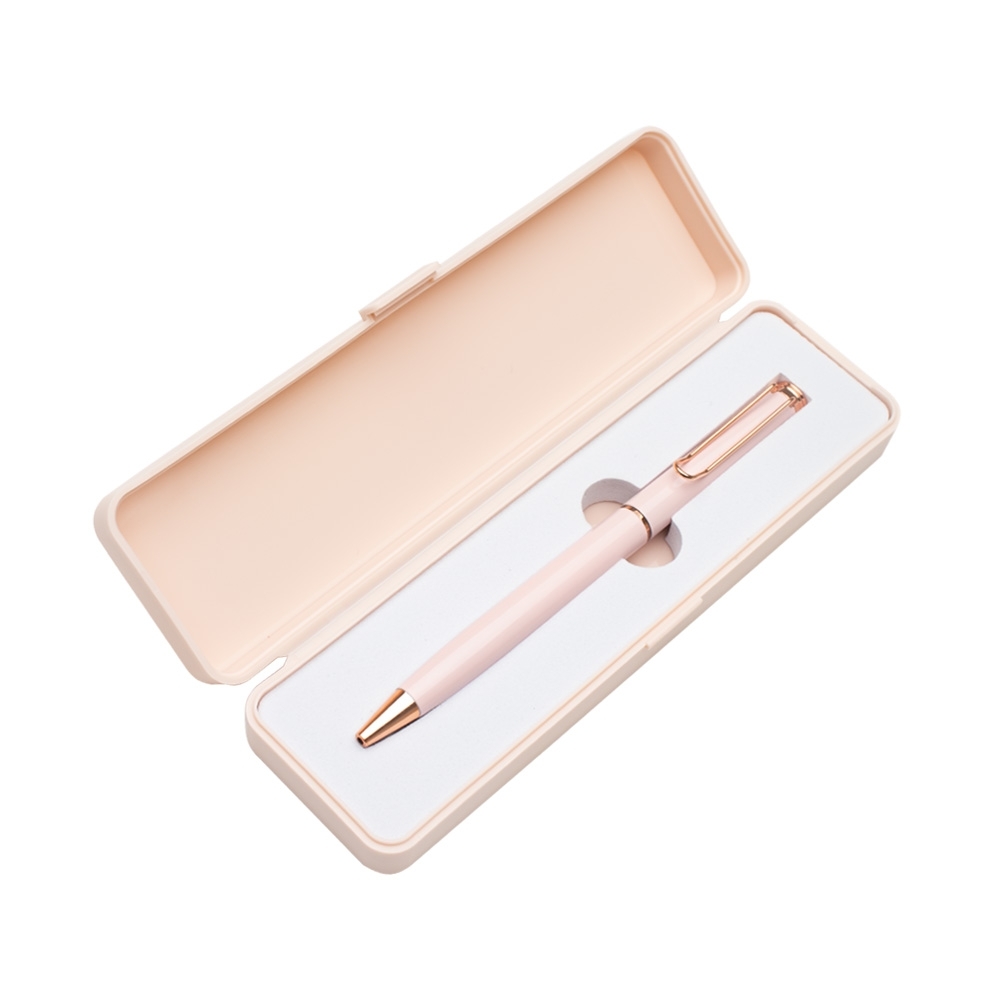 CANETA METAL C/ BOX DE  PLÁSTICO