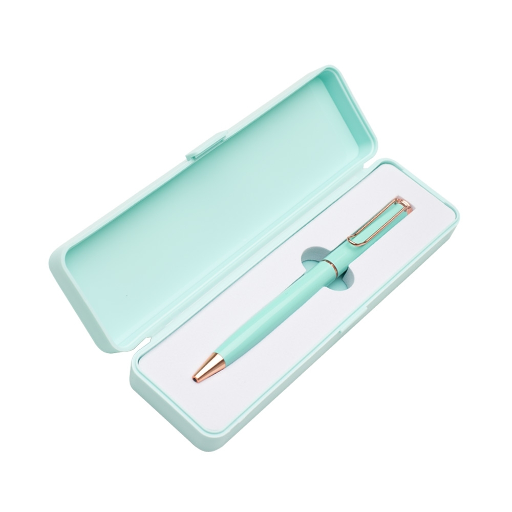 CANETA METAL C/ BOX DE  PLÁSTICO